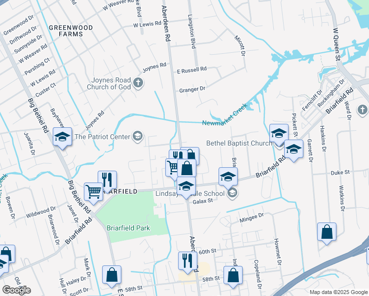 map of restaurants, bars, coffee shops, grocery stores, and more near 926 Aberdeen Road in Hampton