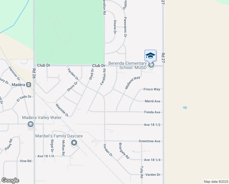 map of restaurants, bars, coffee shops, grocery stores, and more near 26632 Merril Avenue in Madera