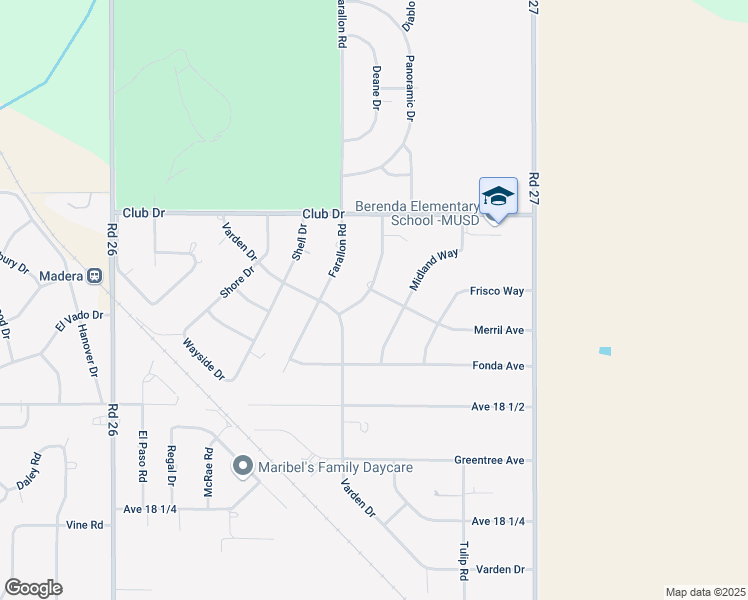 map of restaurants, bars, coffee shops, grocery stores, and more near 26632 Merril Avenue in Madera