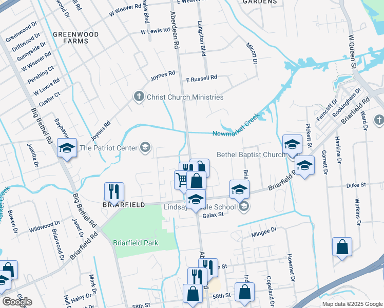 map of restaurants, bars, coffee shops, grocery stores, and more near 934 Aberdeen Road in Hampton