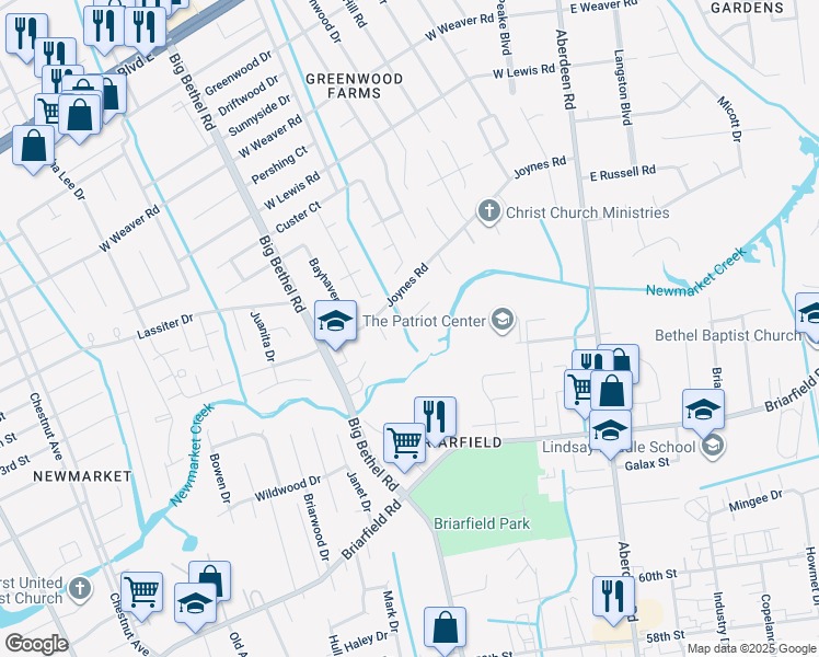 map of restaurants, bars, coffee shops, grocery stores, and more near 2 Sheralyn Place in Hampton
