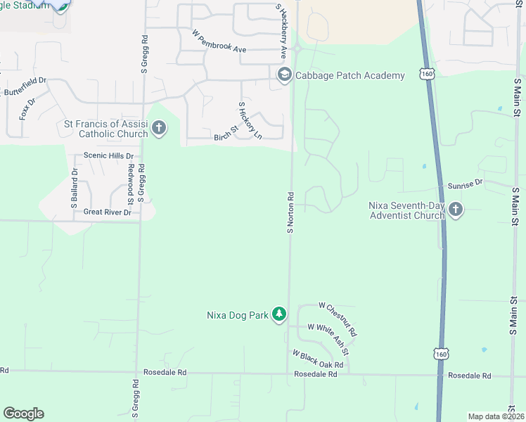 map of restaurants, bars, coffee shops, grocery stores, and more near 1006 South Norton Road in Nixa