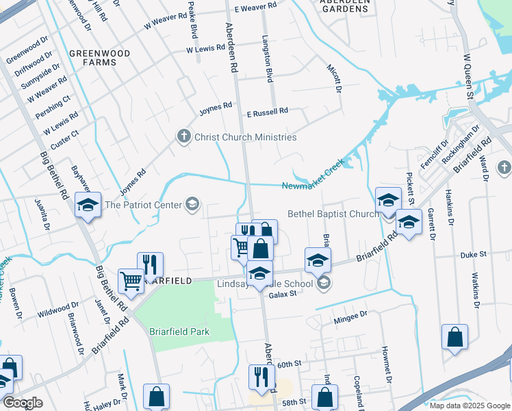 map of restaurants, bars, coffee shops, grocery stores, and more near 934 Aberdeen Road in Hampton