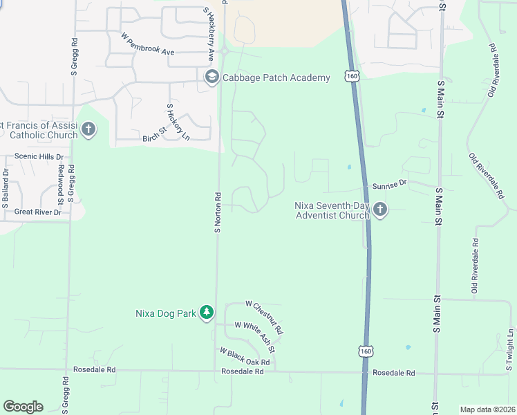 map of restaurants, bars, coffee shops, grocery stores, and more near 562 West Citydel Road in Nixa