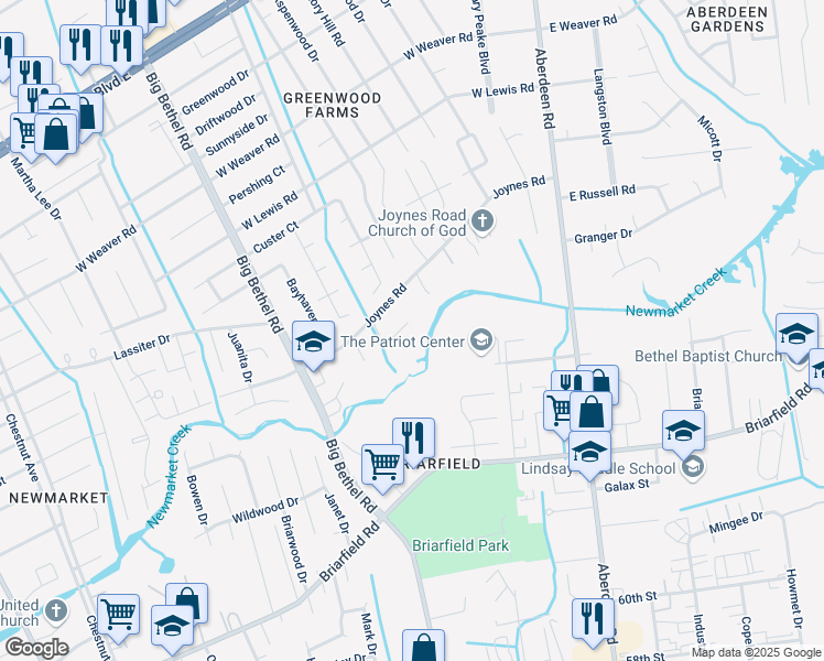 map of restaurants, bars, coffee shops, grocery stores, and more near 4 Millicent Court in Hampton