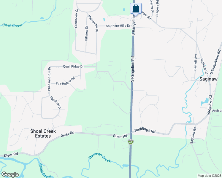map of restaurants, bars, coffee shops, grocery stores, and more near Ridgewood Court in Joplin