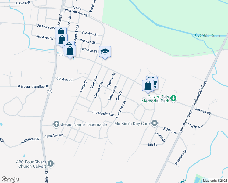 map of restaurants, bars, coffee shops, grocery stores, and more near 702 6th Avenue Southeast in Calvert City