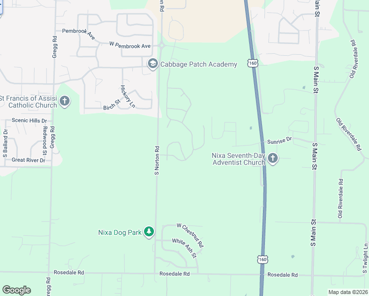 map of restaurants, bars, coffee shops, grocery stores, and more near 562 West Citydel Road in Nixa