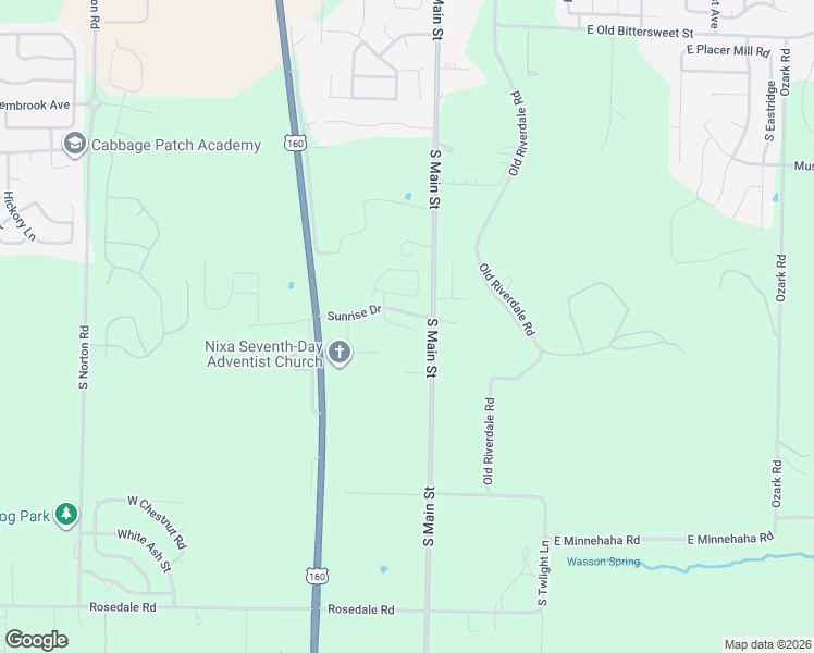 map of restaurants, bars, coffee shops, grocery stores, and more near 199 Shady Oak Drive in Nixa