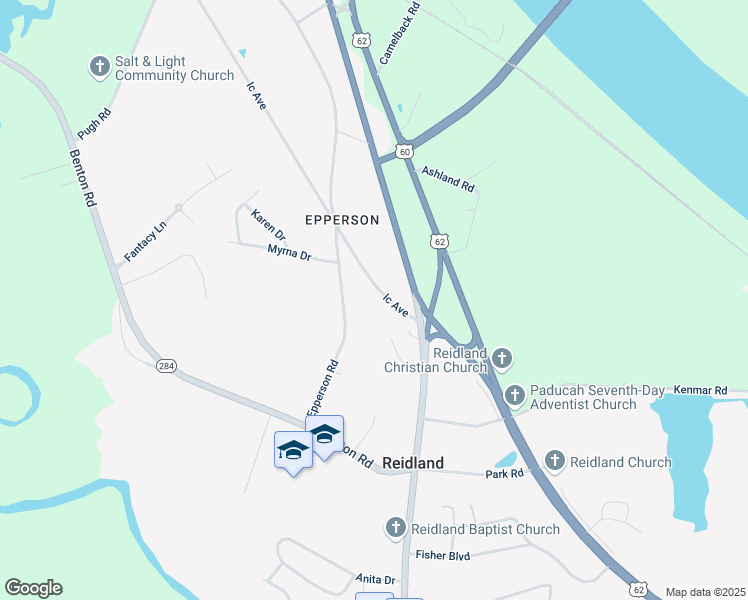 map of restaurants, bars, coffee shops, grocery stores, and more near 5001-5087 Ic Avenue in Paducah