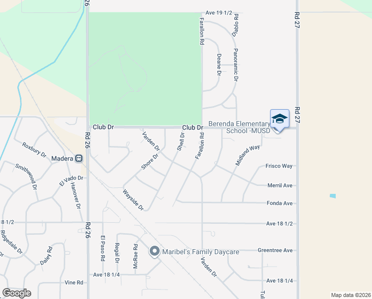 map of restaurants, bars, coffee shops, grocery stores, and more near 18855 Shell Drive in Madera