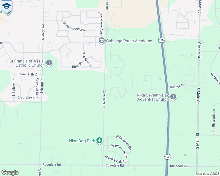 map of restaurants, bars, coffee shops, grocery stores, and more near 1006 South Norton Road in Nixa