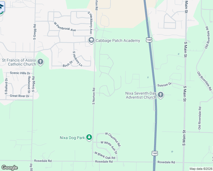 map of restaurants, bars, coffee shops, grocery stores, and more near 1006 South Norton Road in Nixa