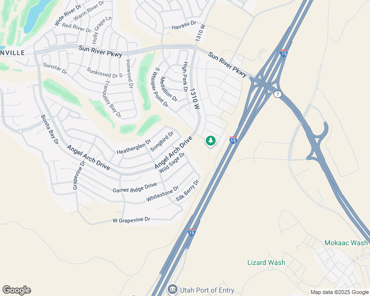 map of restaurants, bars, coffee shops, grocery stores, and more near 1348 Wild Sage Drive in St. George