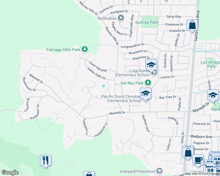 map of restaurants, bars, coffee shops, grocery stores, and more near 8940 Acorn Way in Gilroy