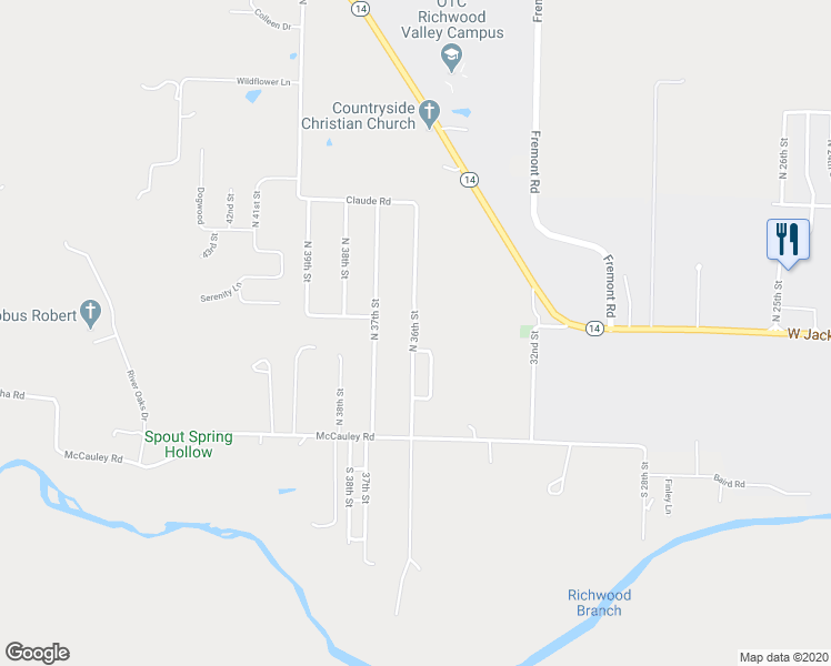 map of restaurants, bars, coffee shops, grocery stores, and more near 607 North 36th Street in Nixa