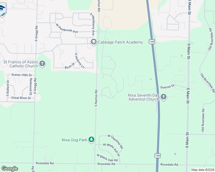 map of restaurants, bars, coffee shops, grocery stores, and more near 1006 South Norton Road in Nixa