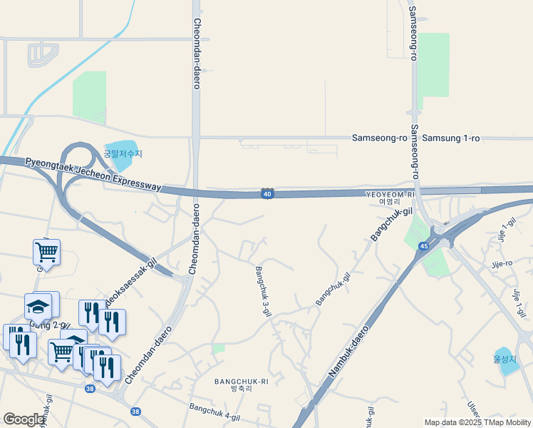 map of restaurants, bars, coffee shops, grocery stores, and more near in Pyeongtaek-si