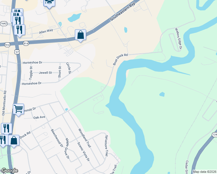 map of restaurants, bars, coffee shops, grocery stores, and more near 1075-1099 Boat Dock Road in Somerset