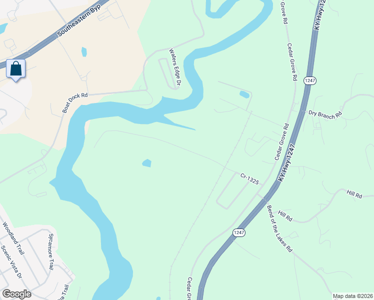 map of restaurants, bars, coffee shops, grocery stores, and more near Cr-1325 in Pulaski County