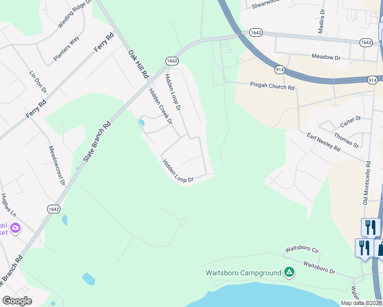 map of restaurants, bars, coffee shops, grocery stores, and more near 1 Hidden Court in Somerset