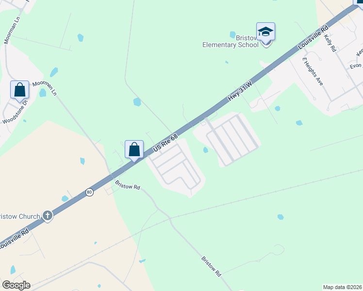 map of restaurants, bars, coffee shops, grocery stores, and more near 5620-5662 Louisville Road in Bowling Green