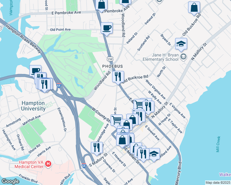map of restaurants, bars, coffee shops, grocery stores, and more near 77 Fulton Street in Hampton