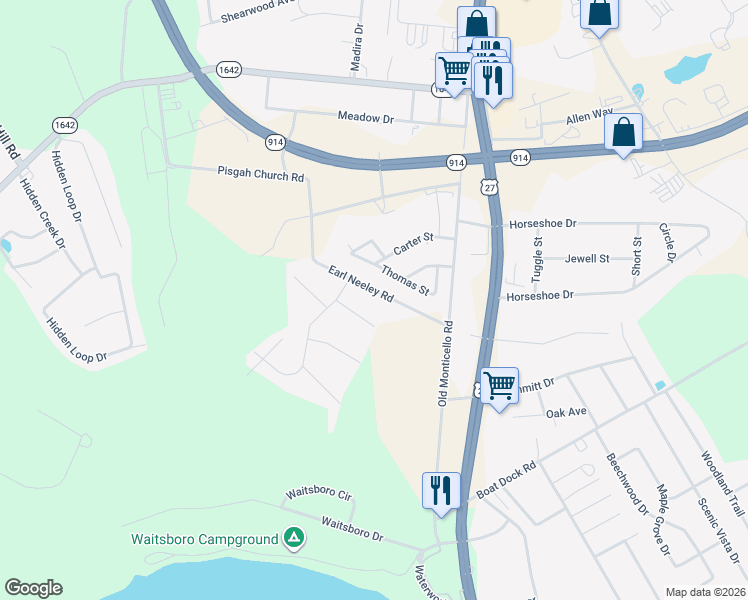map of restaurants, bars, coffee shops, grocery stores, and more near 187 Earl Neeley Road in Somerset