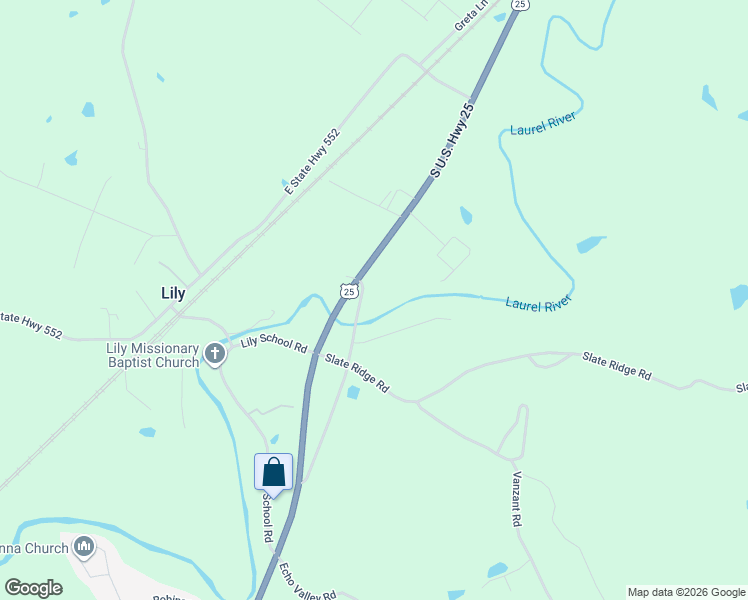 map of restaurants, bars, coffee shops, grocery stores, and more near 192 Old Highway 25 in Corbin