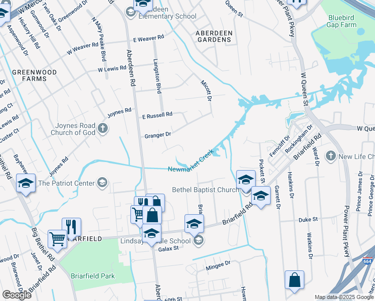 map of restaurants, bars, coffee shops, grocery stores, and more near 27 Jodys Way in Hampton