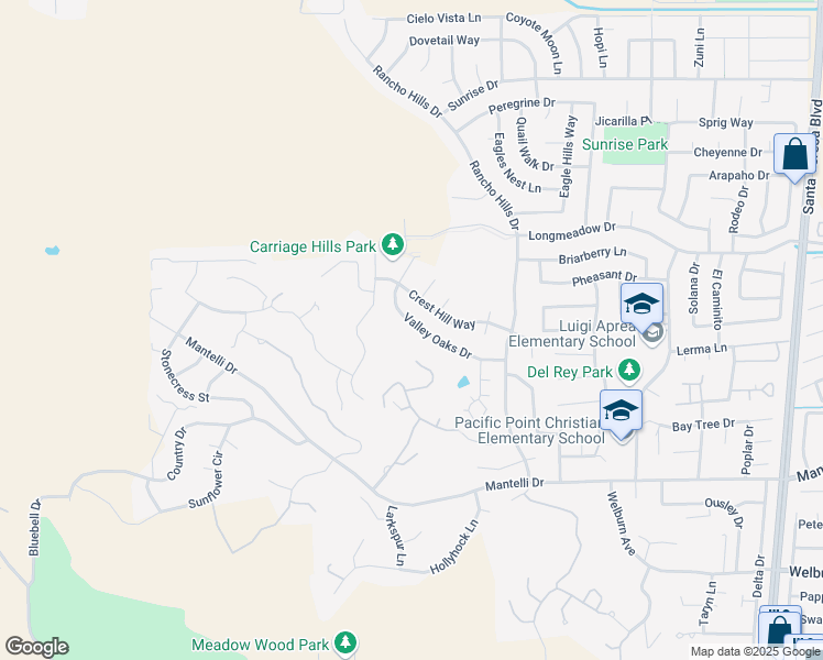 map of restaurants, bars, coffee shops, grocery stores, and more near 1656 Valley Oaks Drive in Gilroy