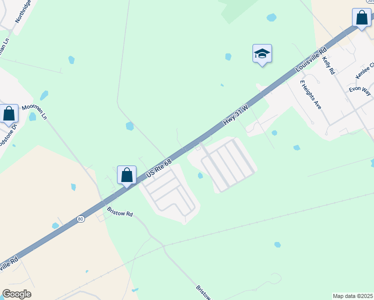 map of restaurants, bars, coffee shops, grocery stores, and more near 5670 Louisville Road in Bowling Green