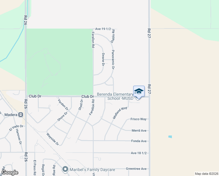 map of restaurants, bars, coffee shops, grocery stores, and more near 19033 Diablo Road in Madera