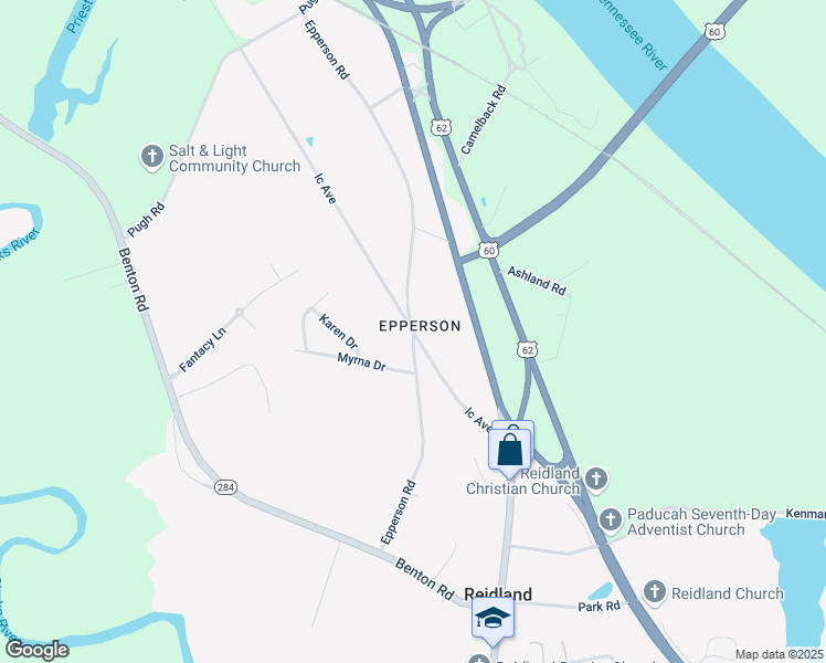 map of restaurants, bars, coffee shops, grocery stores, and more near 5001 Ic Avenue in Paducah