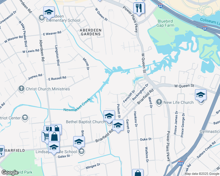 map of restaurants, bars, coffee shops, grocery stores, and more near 5 Evans Street in Hampton