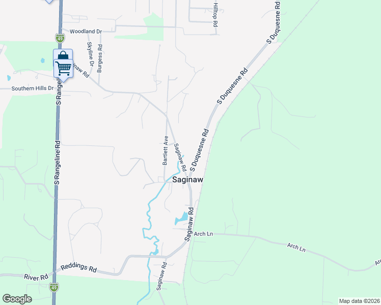 map of restaurants, bars, coffee shops, grocery stores, and more near 905 Saginaw Road in Joplin