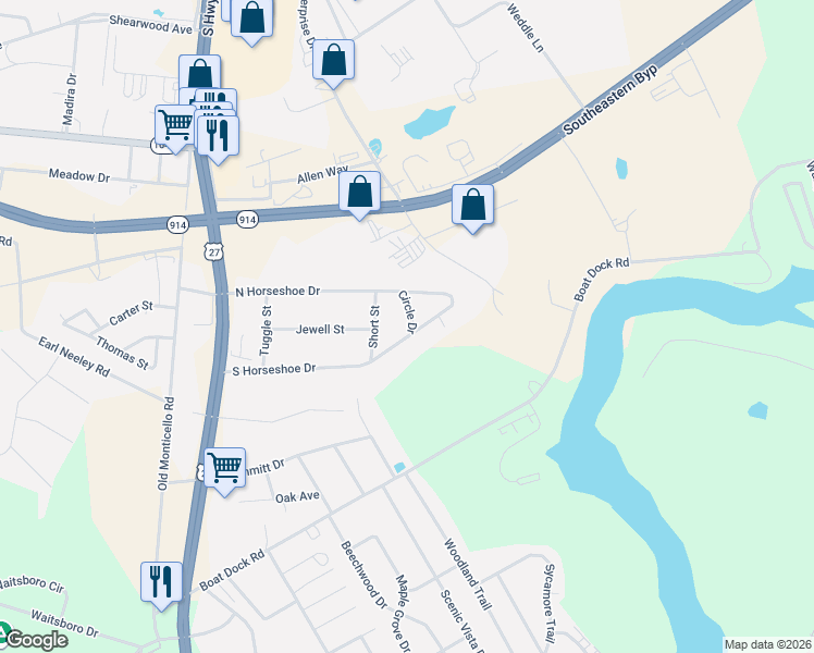 map of restaurants, bars, coffee shops, grocery stores, and more near 55 Circle Drive in Somerset