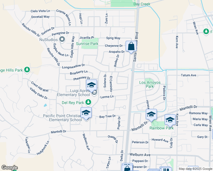 map of restaurants, bars, coffee shops, grocery stores, and more near 9228 Solana Drive in Gilroy