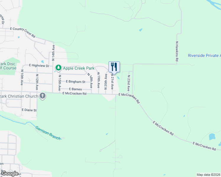 map of restaurants, bars, coffee shops, grocery stores, and more near 905 North 21st Avenue in Ozark