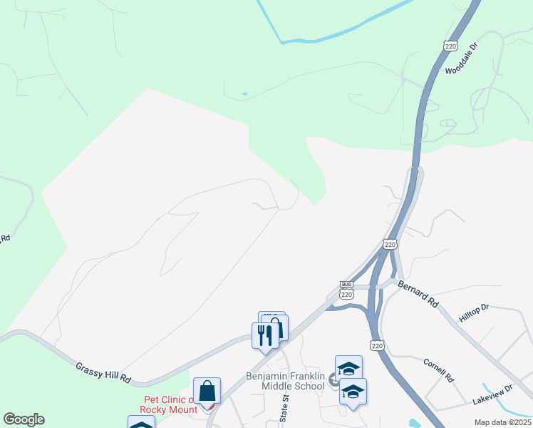 map of restaurants, bars, coffee shops, grocery stores, and more near 769 Summit Drive in Rocky Mount