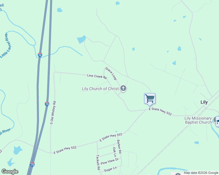 map of restaurants, bars, coffee shops, grocery stores, and more near 336 Line Creek Road in Lily