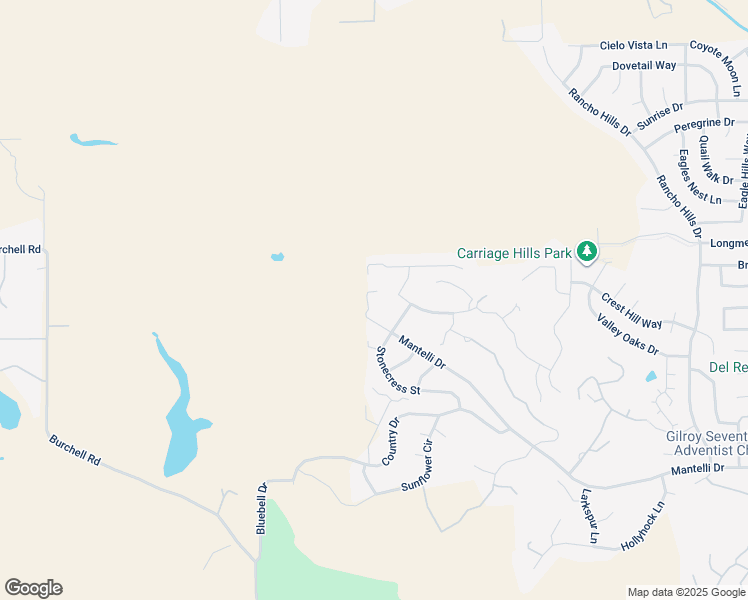 map of restaurants, bars, coffee shops, grocery stores, and more near 2391 Mantelli Drive in Gilroy