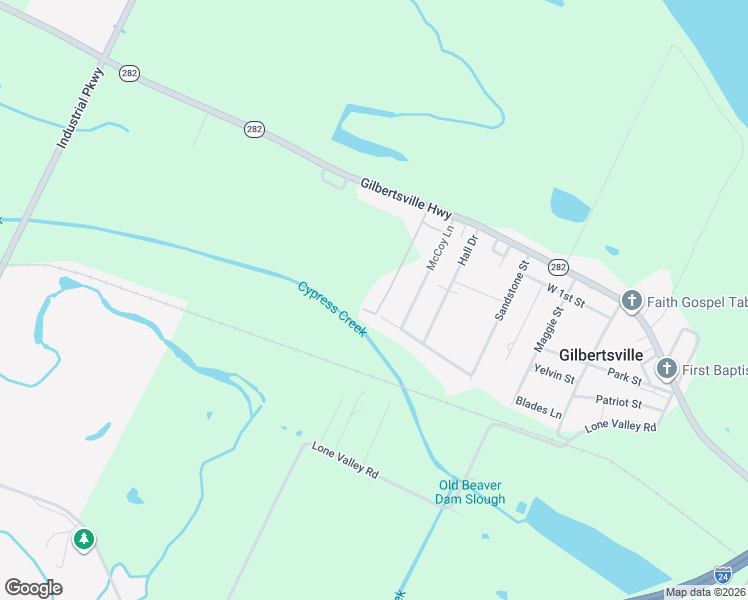 map of restaurants, bars, coffee shops, grocery stores, and more near Crick Lane in Calvert City