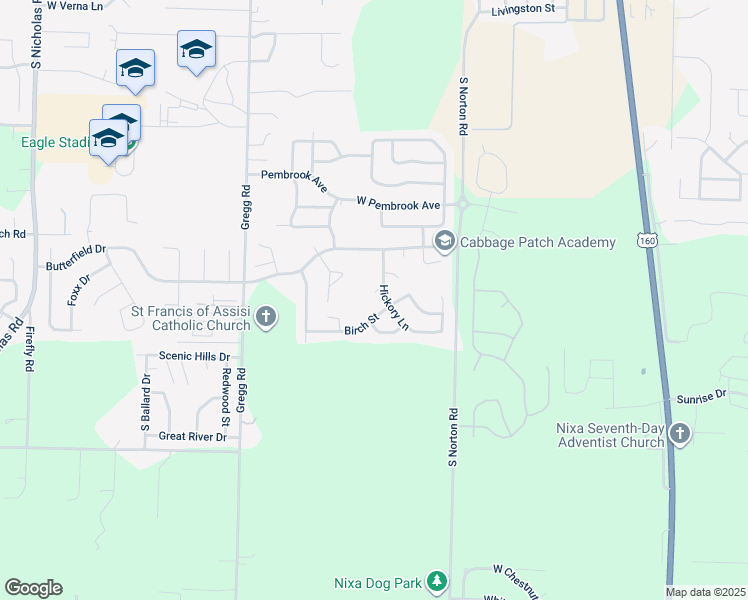 map of restaurants, bars, coffee shops, grocery stores, and more near 892 Ash Circle in Nixa