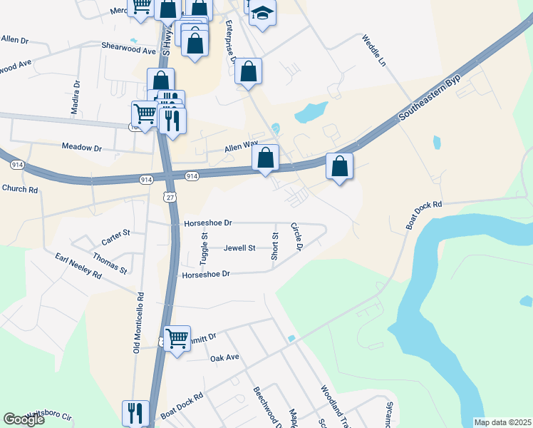 map of restaurants, bars, coffee shops, grocery stores, and more near 792 North Horseshoe Drive in Somerset
