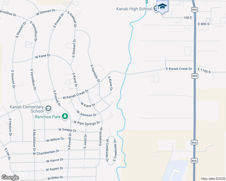 map of restaurants, bars, coffee shops, grocery stores, and more near 1215 South Kane Drive in Kanab