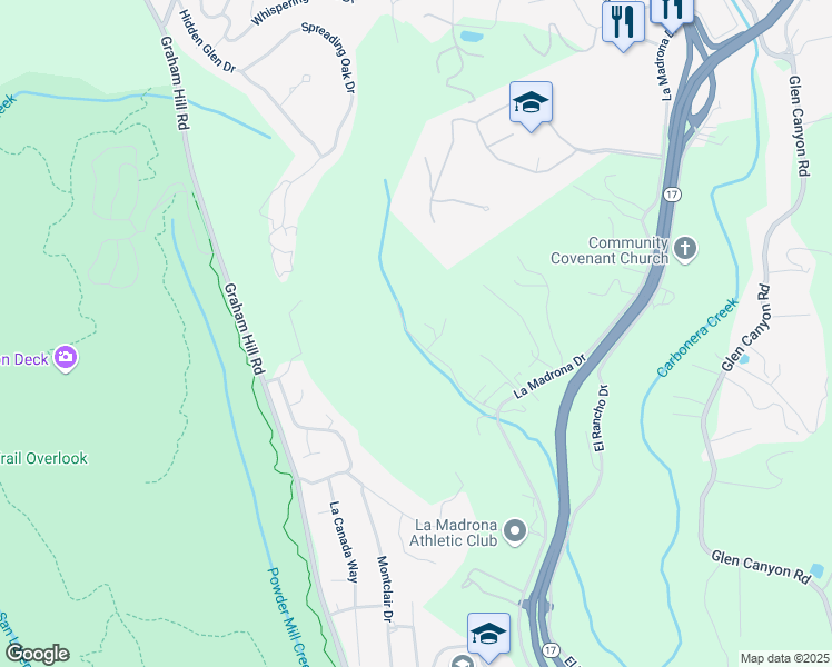map of restaurants, bars, coffee shops, grocery stores, and more near 90 Via Vinca in Santa Cruz