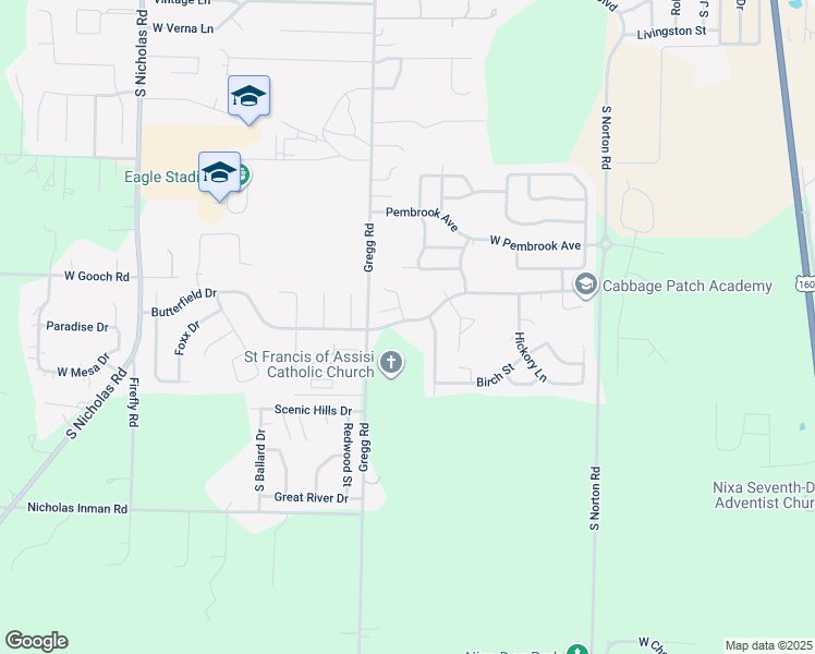 map of restaurants, bars, coffee shops, grocery stores, and more near 1048 Butterfield Drive in Nixa