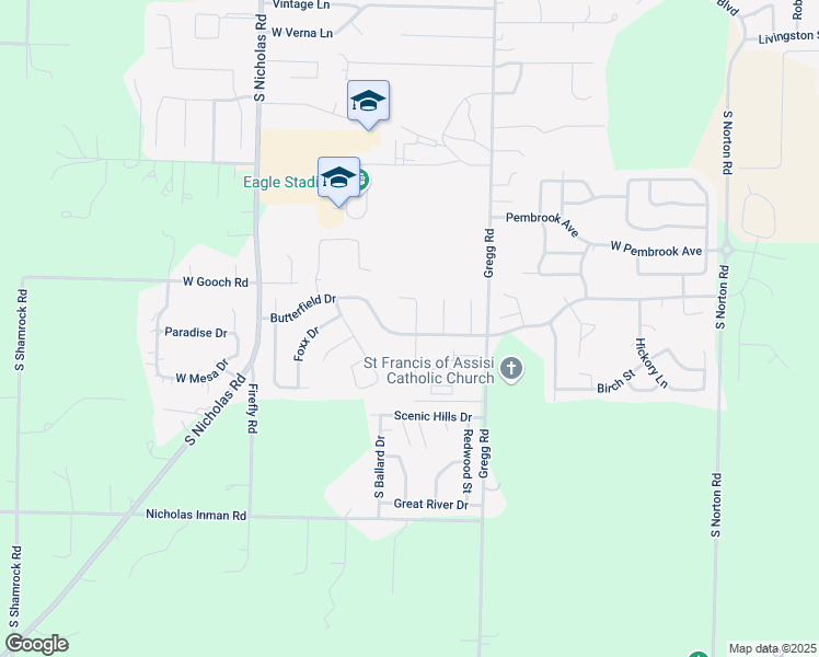 map of restaurants, bars, coffee shops, grocery stores, and more near 711 South Pinewood Lane in Nixa