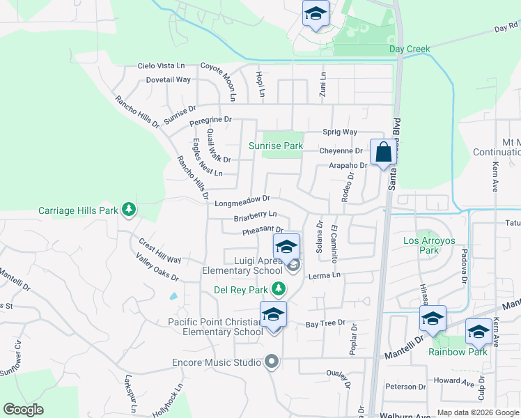 map of restaurants, bars, coffee shops, grocery stores, and more near 1390 Briarberry Lane in Gilroy